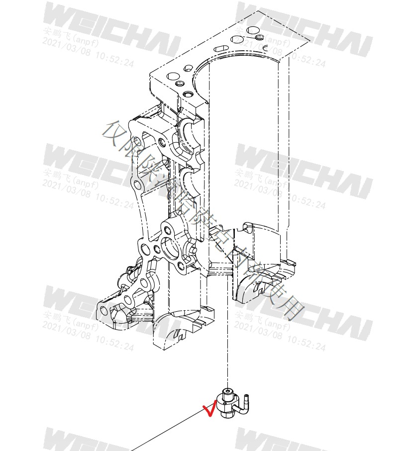 Форсунка охлаждения поршня WP12NG/12 WEICHAI Оригинал // 612630010173
