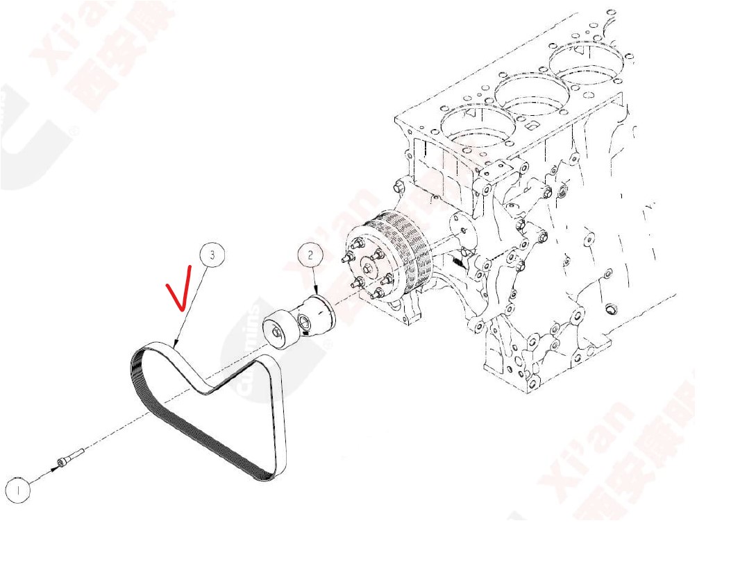 Ремень 8PK1233 Cummins M13 SHACMAN Оригинал // 6321155X